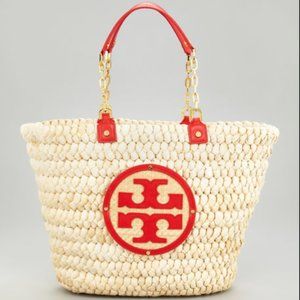 Tory Burch Audrey Bag Natural and Poppy Red